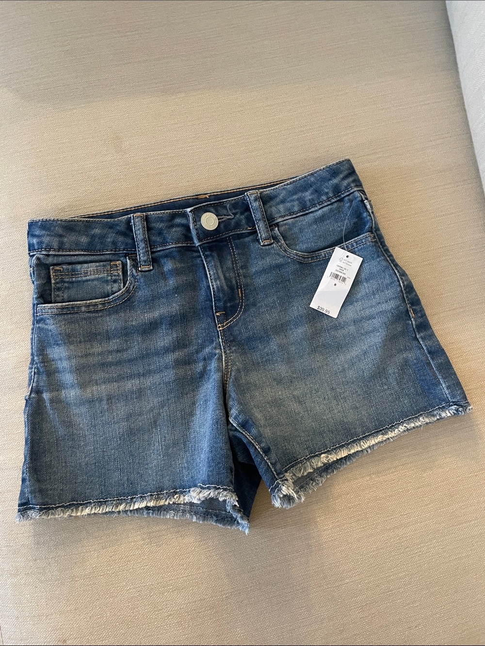 GAP Girls' Distressed Hem Denim Shorts - Blue